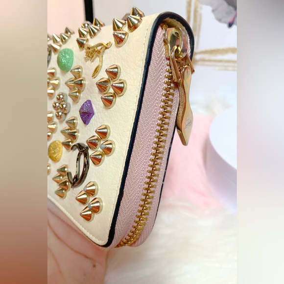 Christian Louboutin White and Gold Studded Wallet - Picture 4 of 16